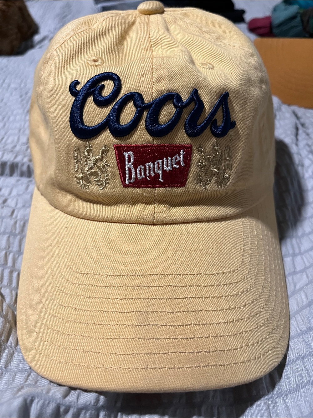 Coors Banquet Yellow Adjustable Dad Hat Beer Logo Embroidered Baseball Cap